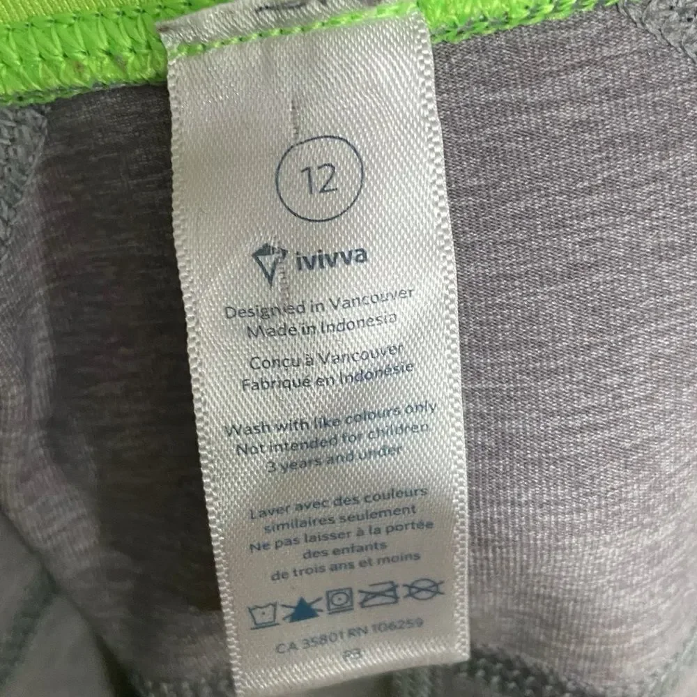 LuLuLemon Ivivva Grey Cropped Activewear Leggings